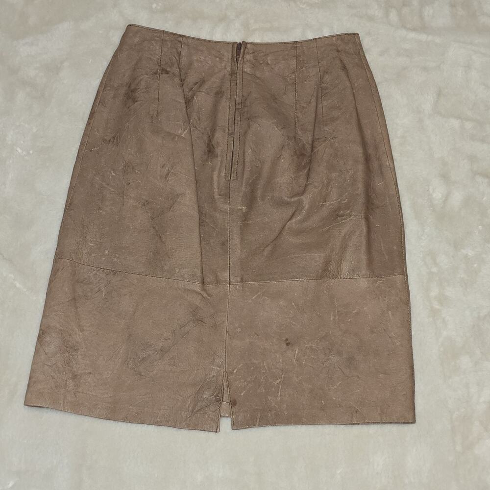 Vintage Winlit Genuine Leather Skirt Women’s 5/6 Tan Brown Made in Korea 80s 90s